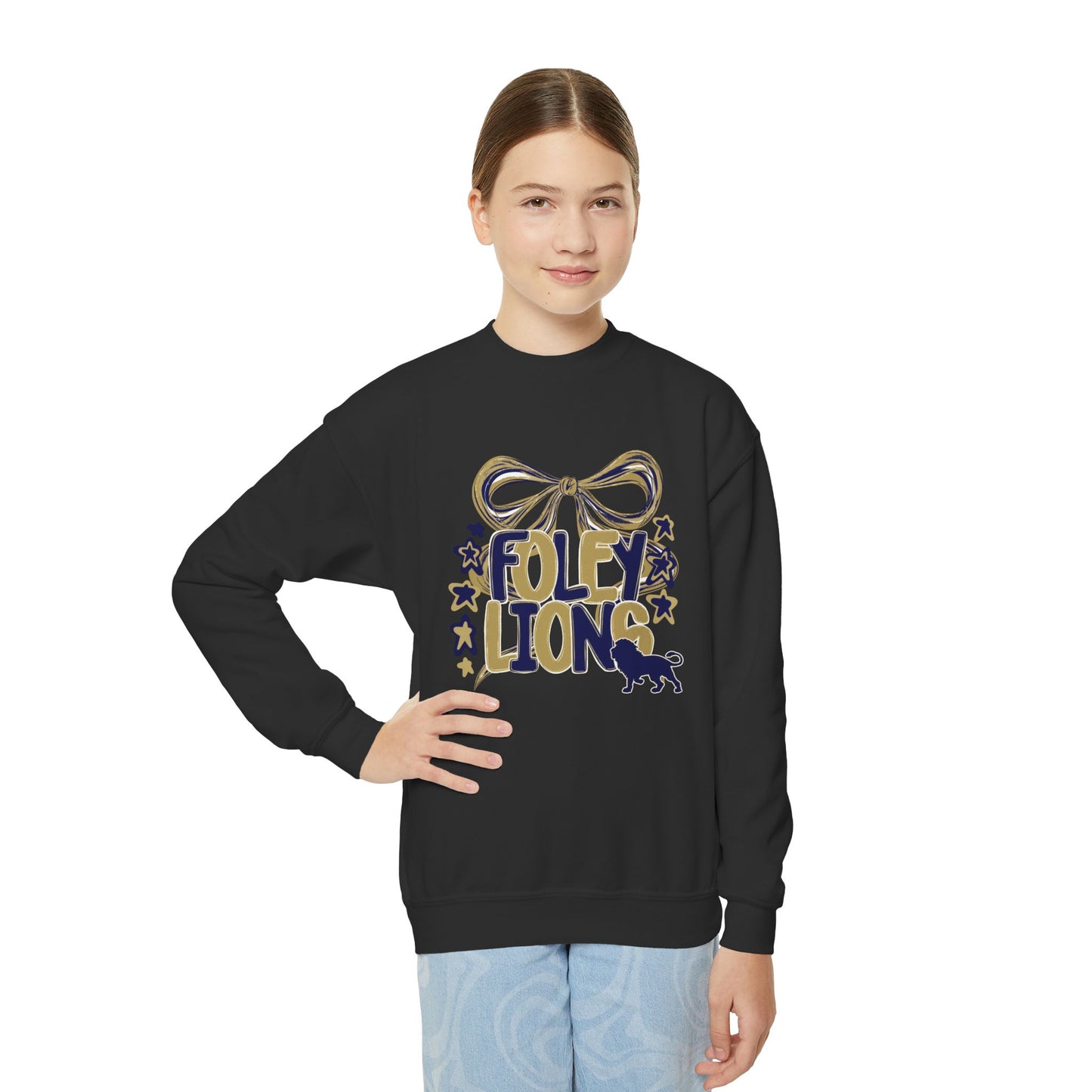 Youth Foley Lions Bow Sweatshirt - Gildan