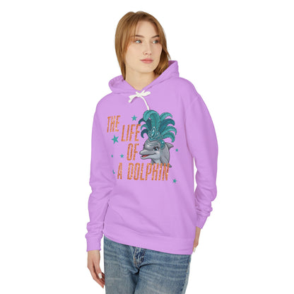 Adult Life of a Dolphin Faux Glitter Hoodie - Comfort Colors