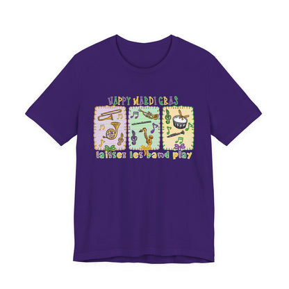 Mardi Gras T-Shirt — "Happy Mardi Gras" Carnival Mask & Beads Celebration Tee