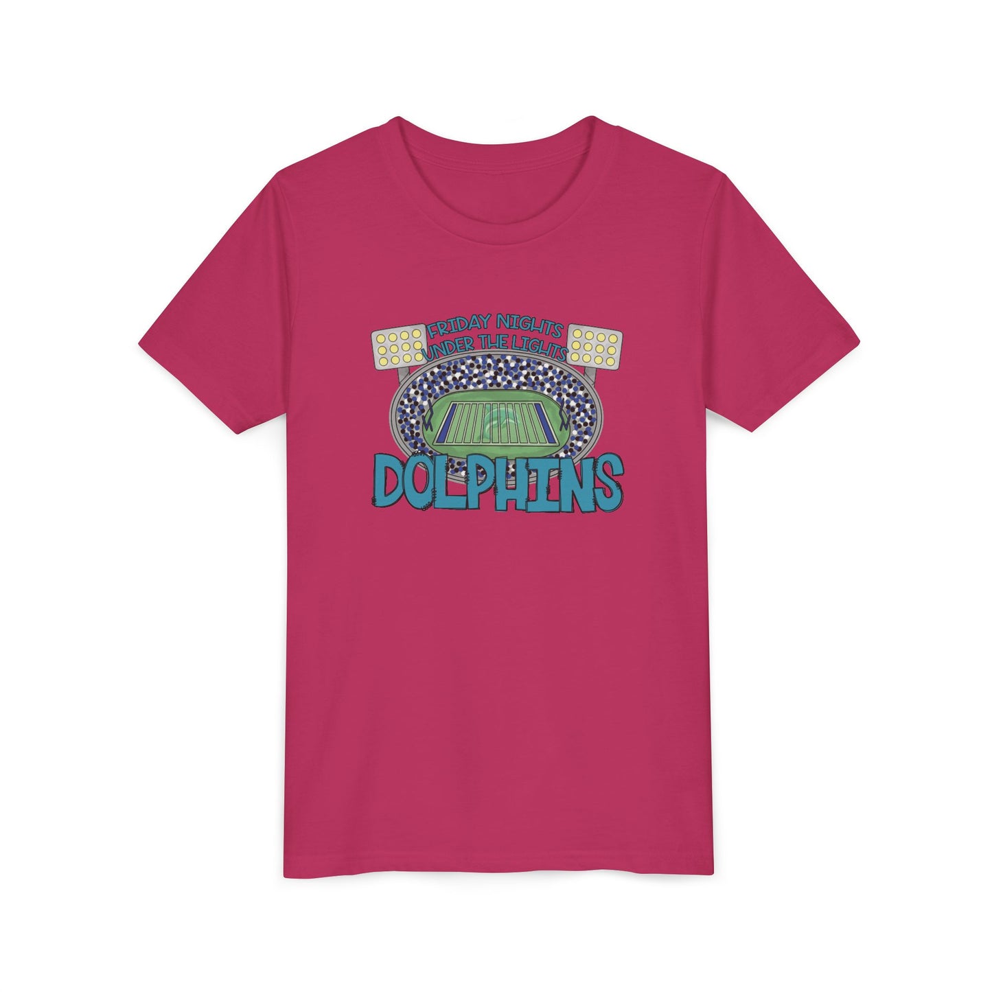 Dolphins Friday Nights Youth Tshirt - Bella Canvas