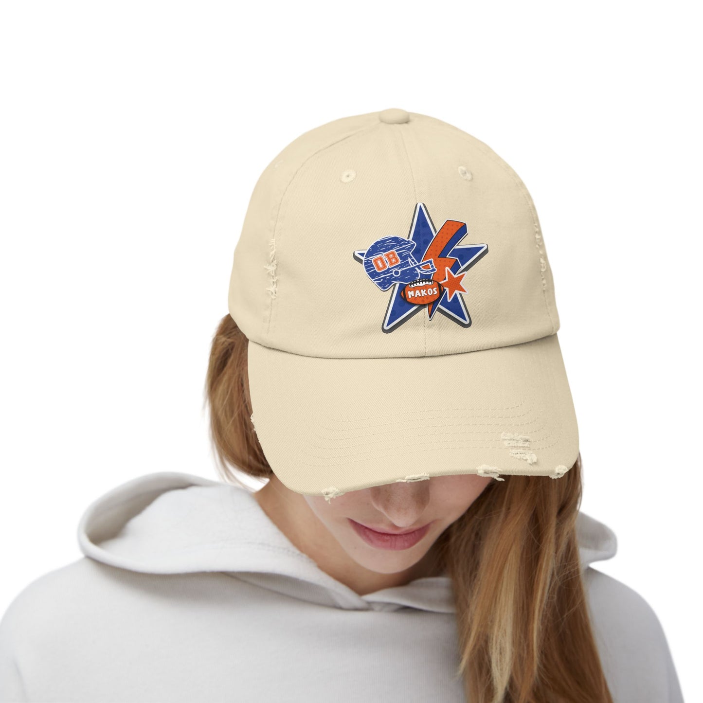 Makos Football Unisex Distressed Cap