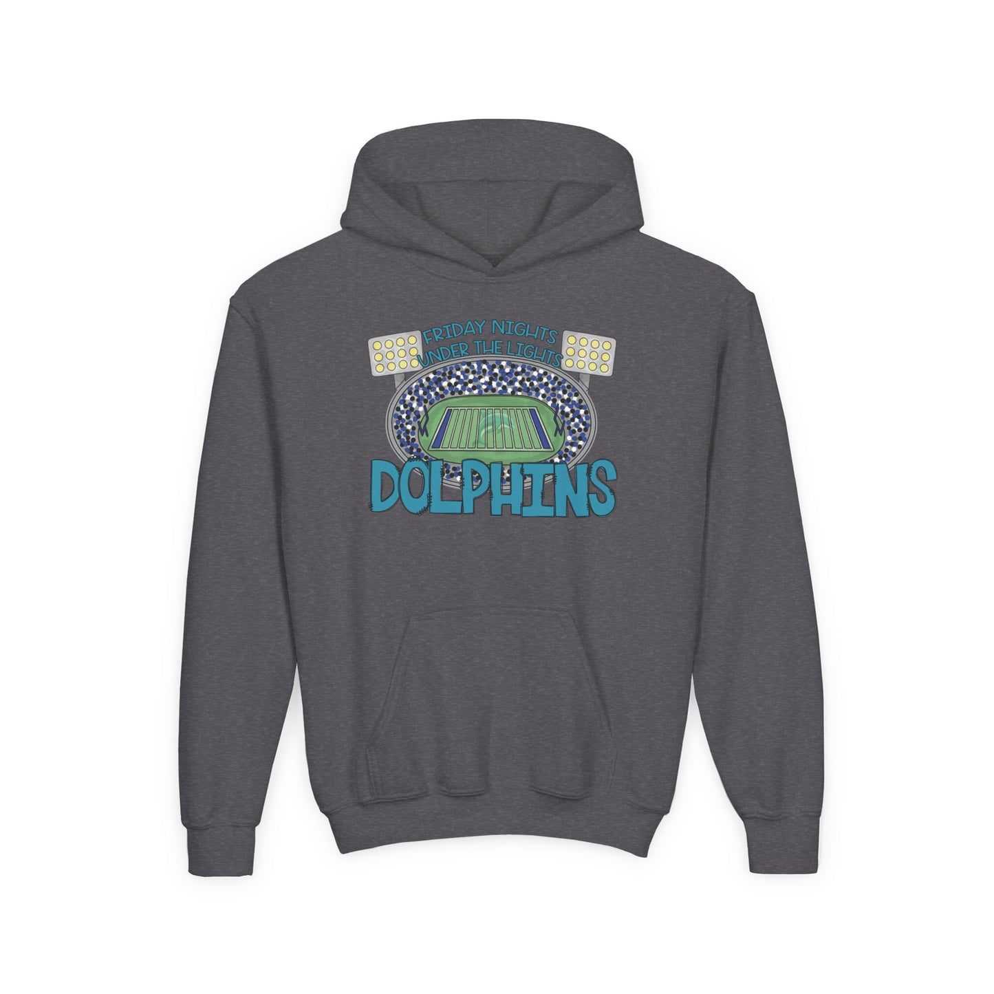 Dolphins Friday Night Lights Youth Hooded Sweatshirt - Gildan