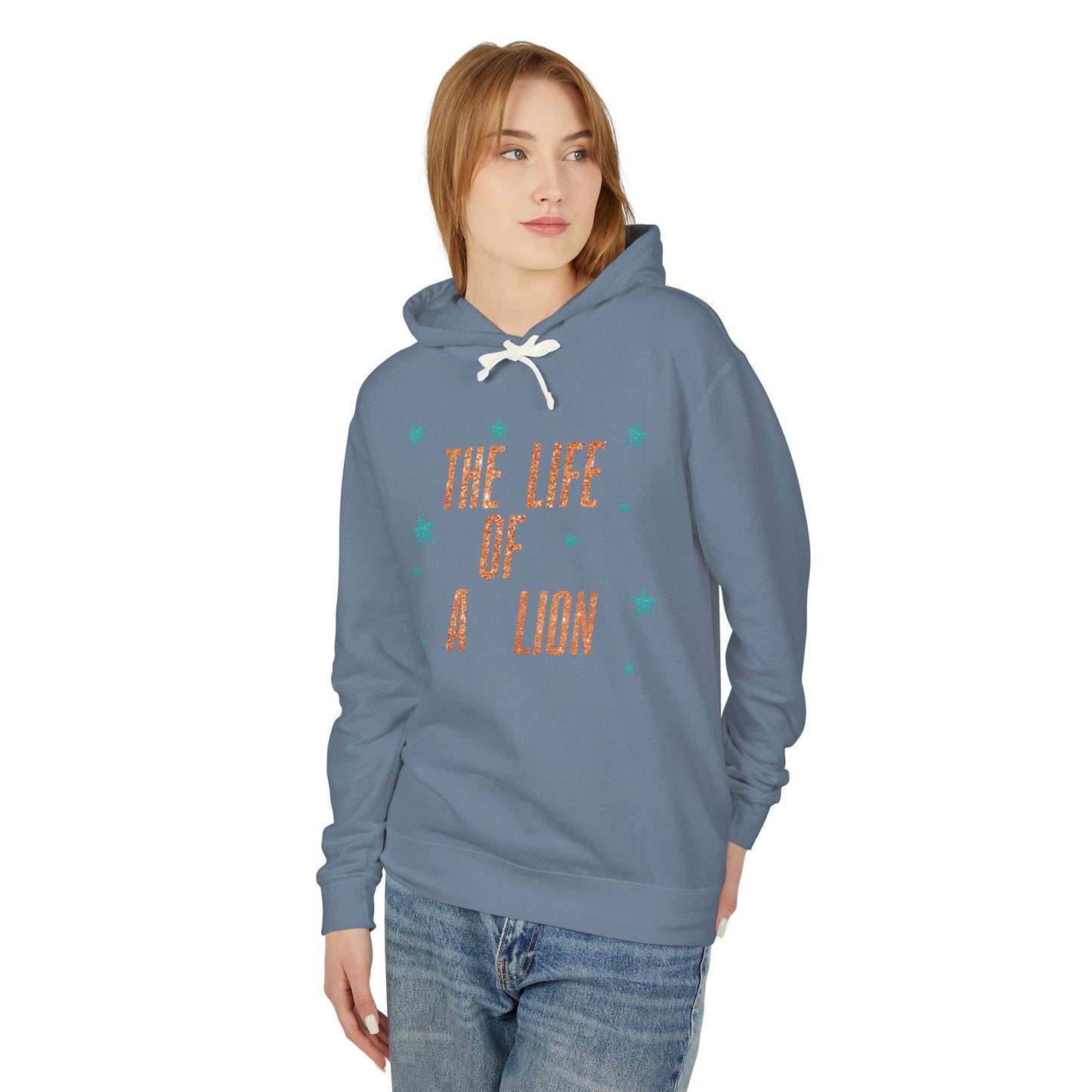 Adult Life of a Lion Faux Glitter Hoodie - Comfort Colors