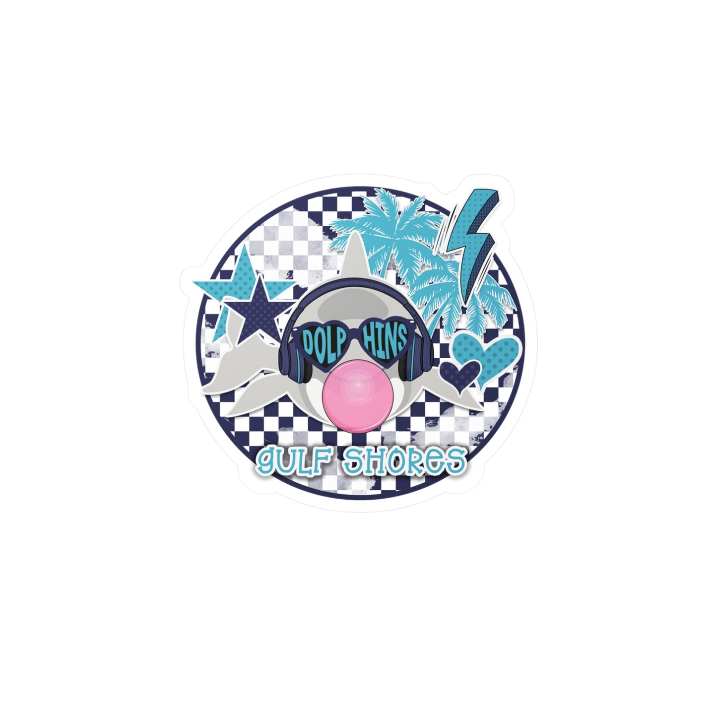 Gulf Shores Dolphin We're Poppin Kiss-Cut Vinyl Decal