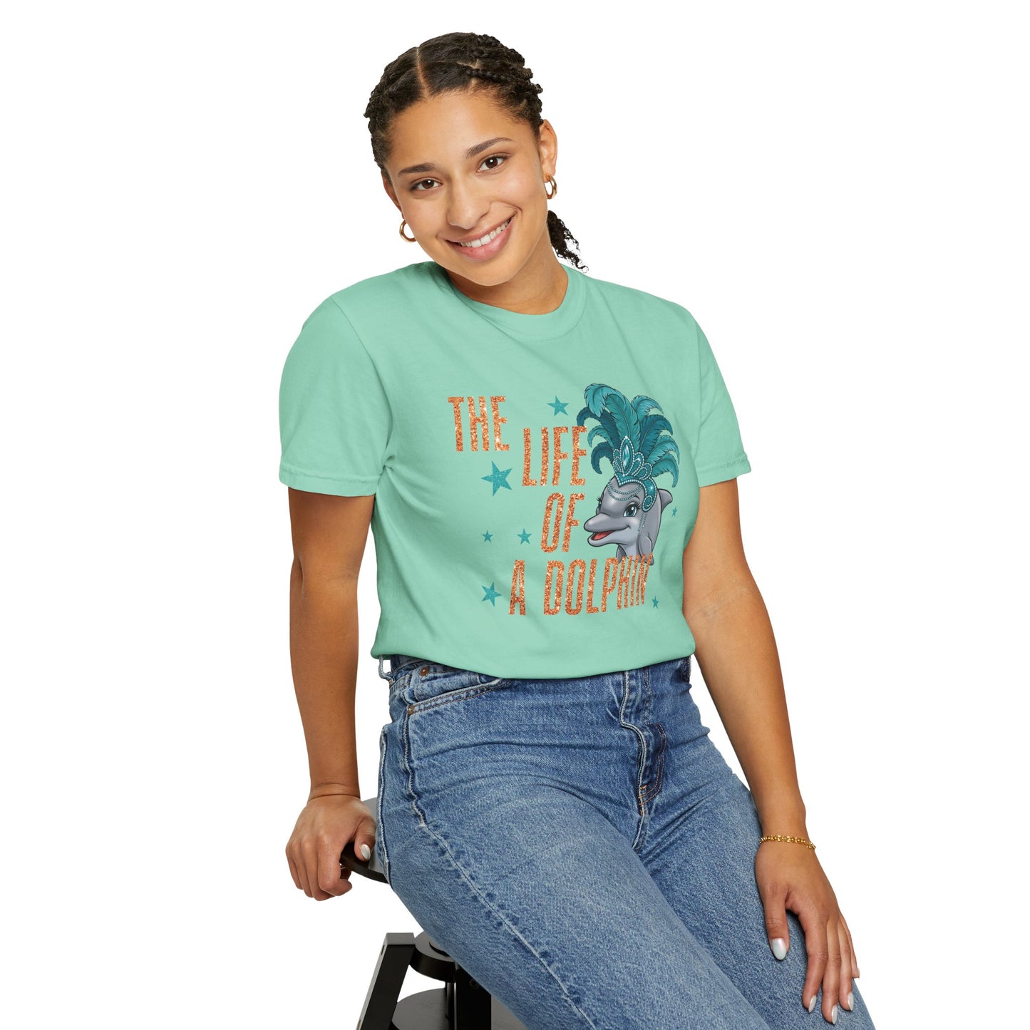 Adult Life of a Dolphin Faux Glitter - Comfort Colors