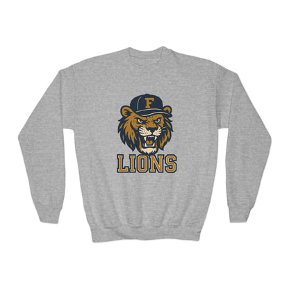 Youth Retro Roaring Lions Crewneck Sweatshirt - Gildan