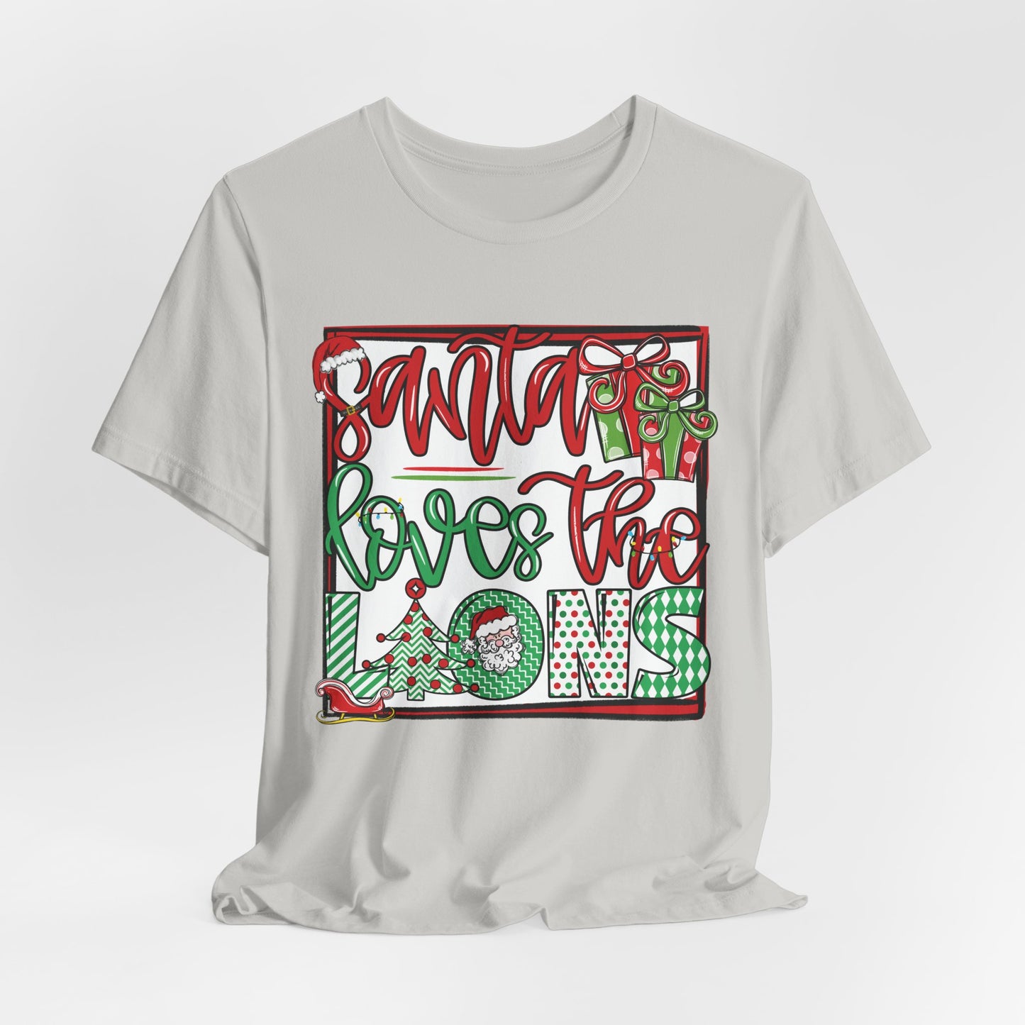Santa Loves the Lions Tee - Bella Canvas