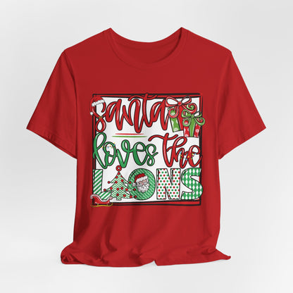 Santa Loves the Lions Tee - Bella Canvas