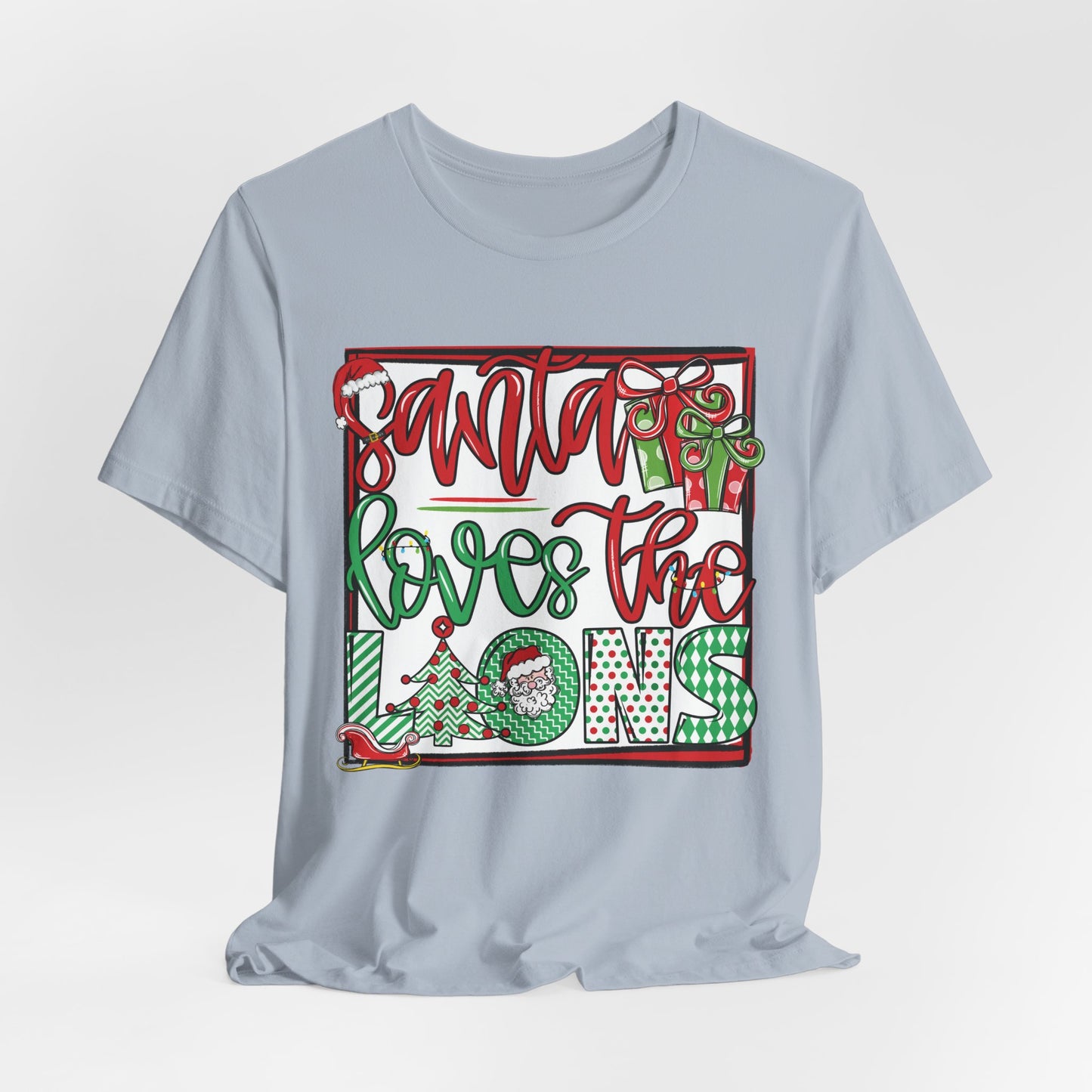 Santa Loves the Lions Tee - Bella Canvas
