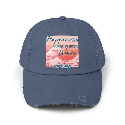 Happiness Comes in Every Wave Ono Distressed Cap