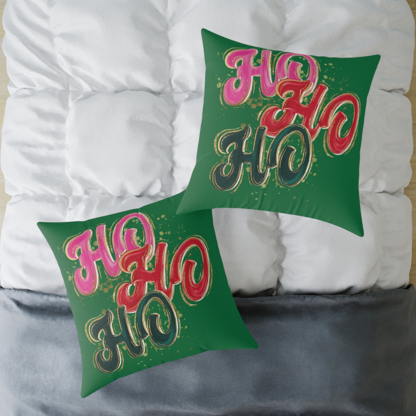 HO HO HO Green Throw Pillow