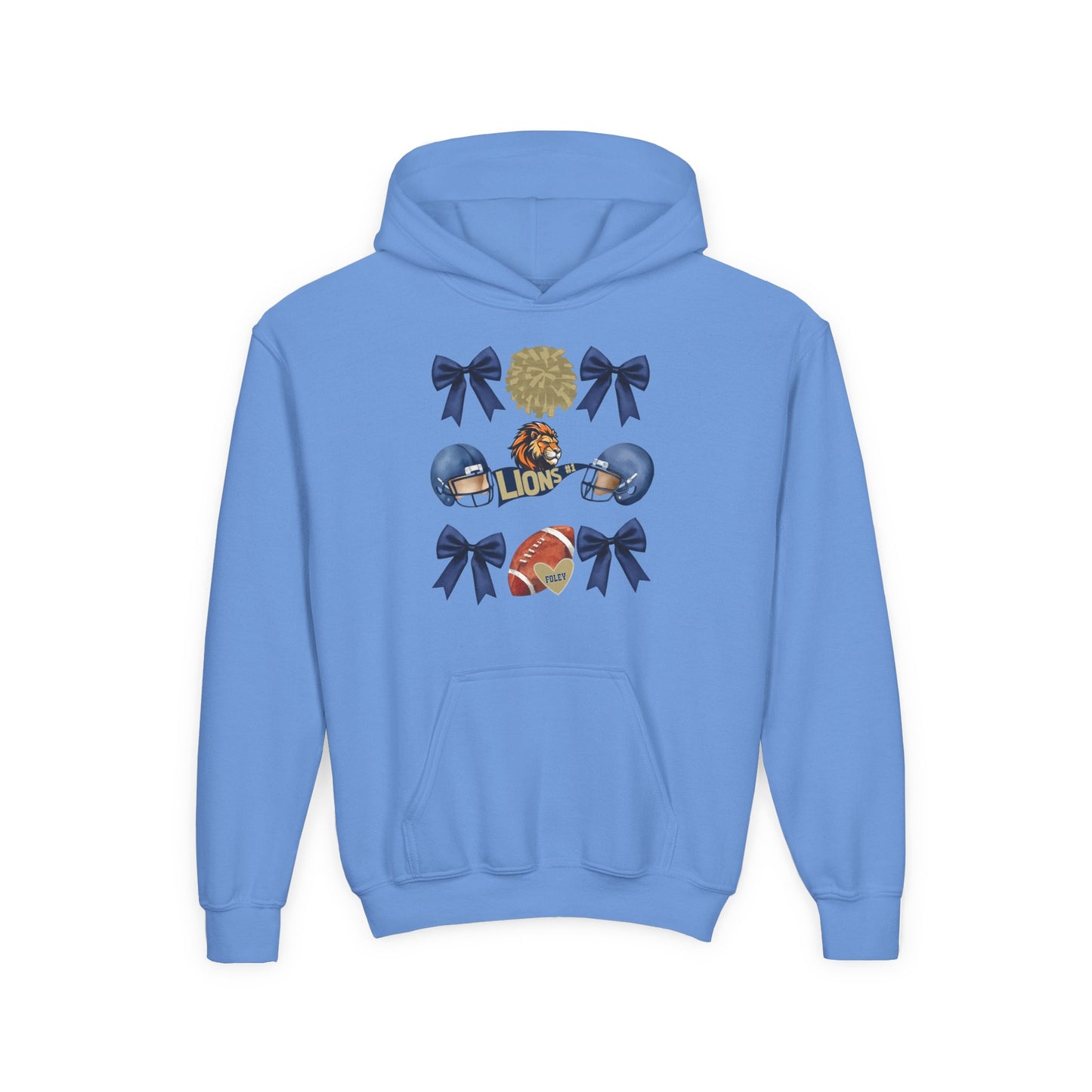 Youth Lions Football Themed Hoodie - Gildan