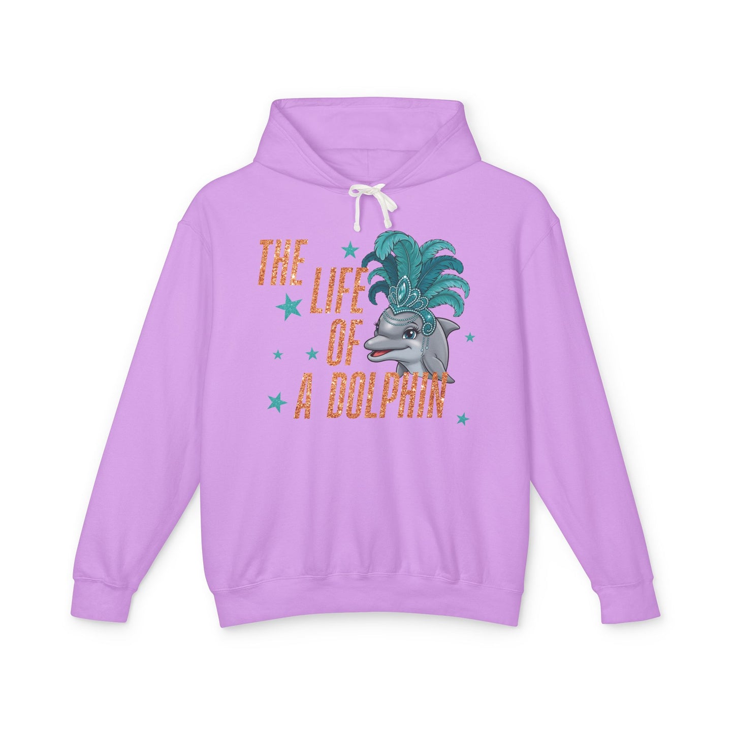 Adult Life of a Dolphin Faux Glitter Hoodie - Comfort Colors