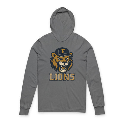 Adult Retro Roaring Lions Unisex Hooded Long Sleeve Tee - Bella Canvas