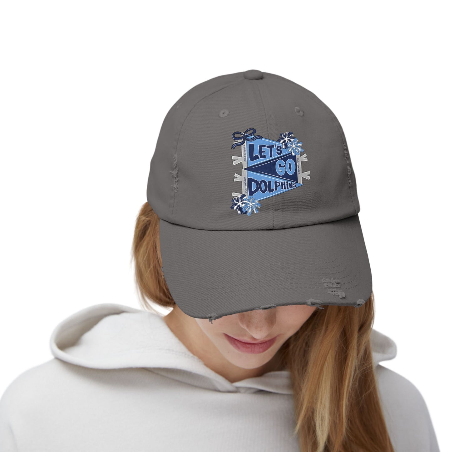 Let's Go Dolphins Distressed Cap