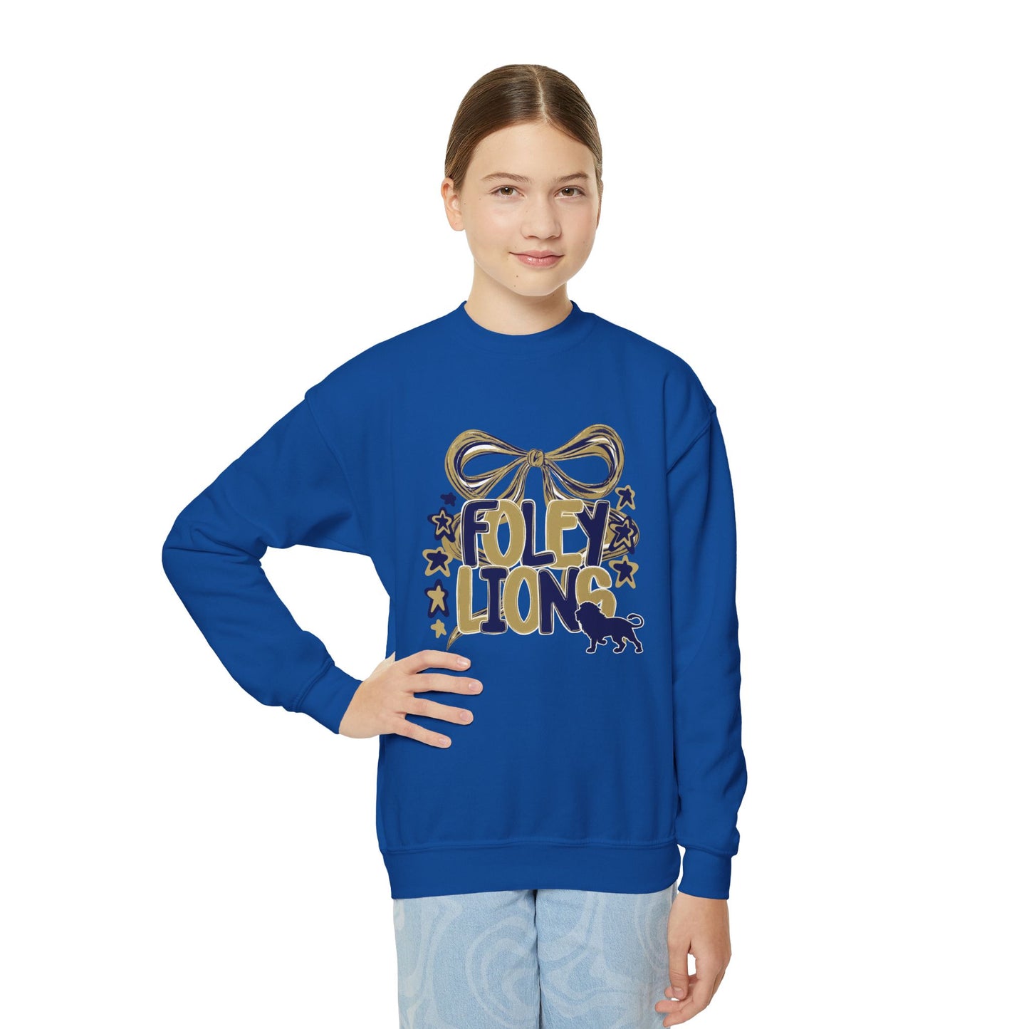 Youth Foley Lions Bow Sweatshirt - Gildan