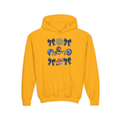 Youth Lions Football Themed Hoodie - Gildan