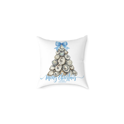 Ono Island Oyster Christmas Tree White Pillow