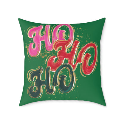 HO HO HO Green Throw Pillow
