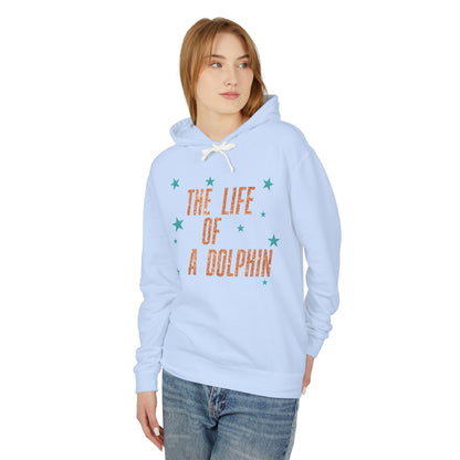 Adult Life of a Dolphin Faux Glitter Hoodie - Comfort Colors