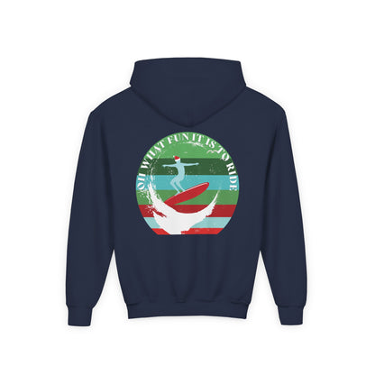 Youth Surfing Christmas Hoodie - Gildan