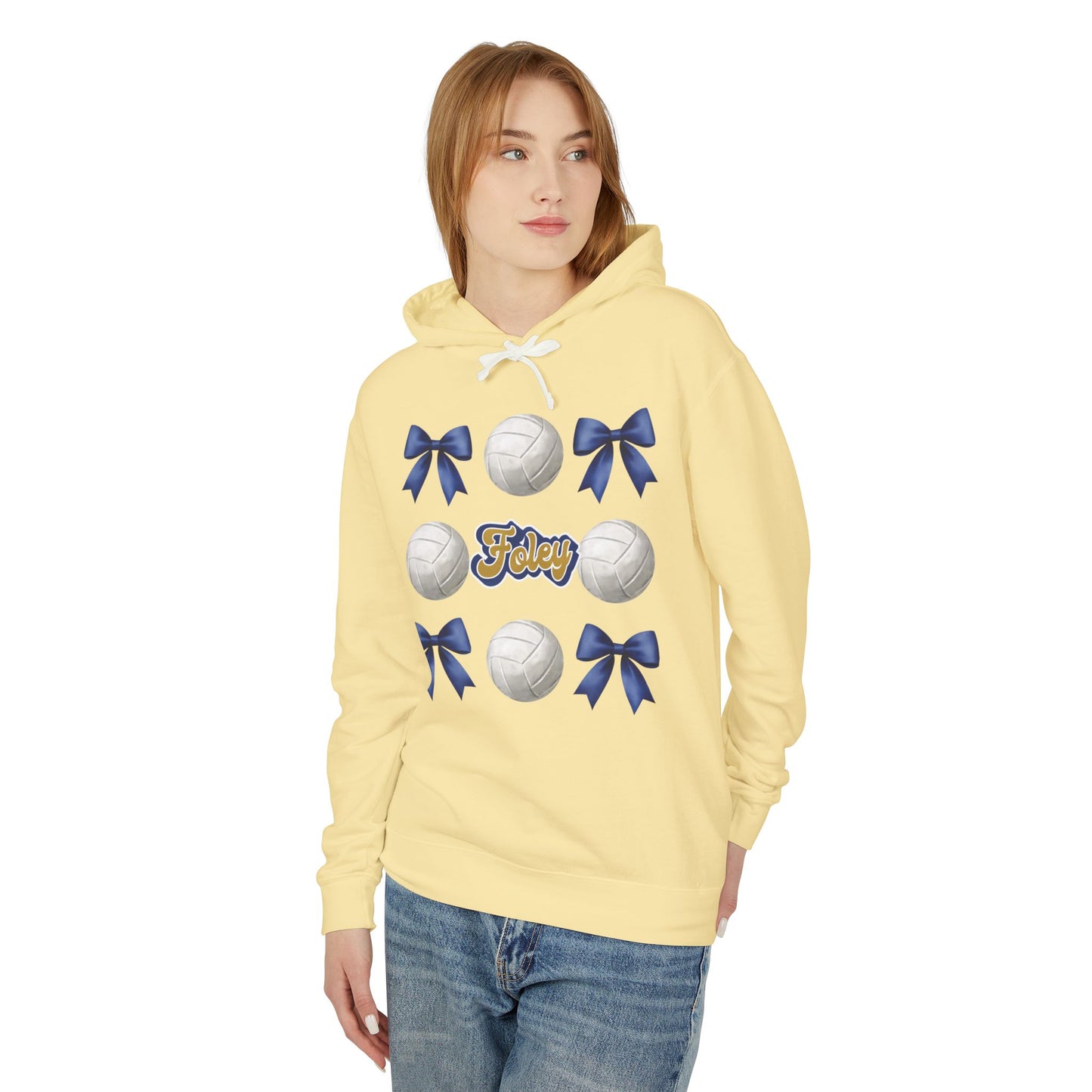 Foley Lions Coquette Bows & Volleyball Hooded Sweatshirt - Comfort Colors