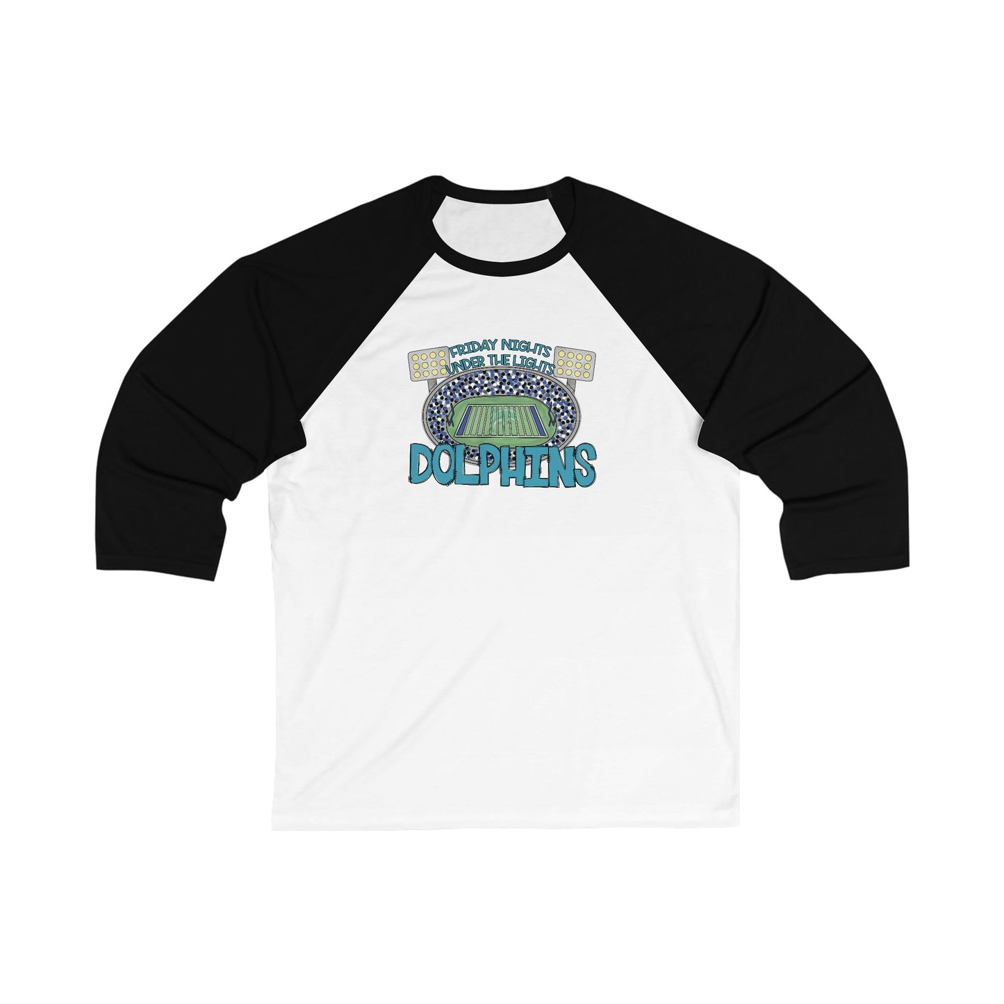 Adult Friday Night Lights Dolphins Unisex Baseball Tee - Bella Canvas
