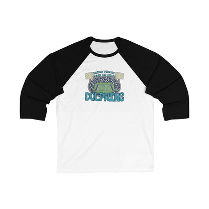 Adult Friday Night Lights Dolphins Unisex Baseball Tee - Bella Canvas