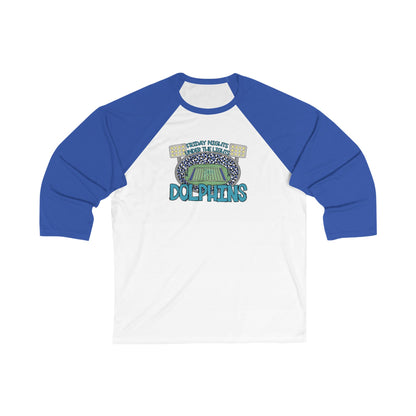 Adult Friday Night Lights Dolphins Unisex Baseball Tee - Bella Canvas