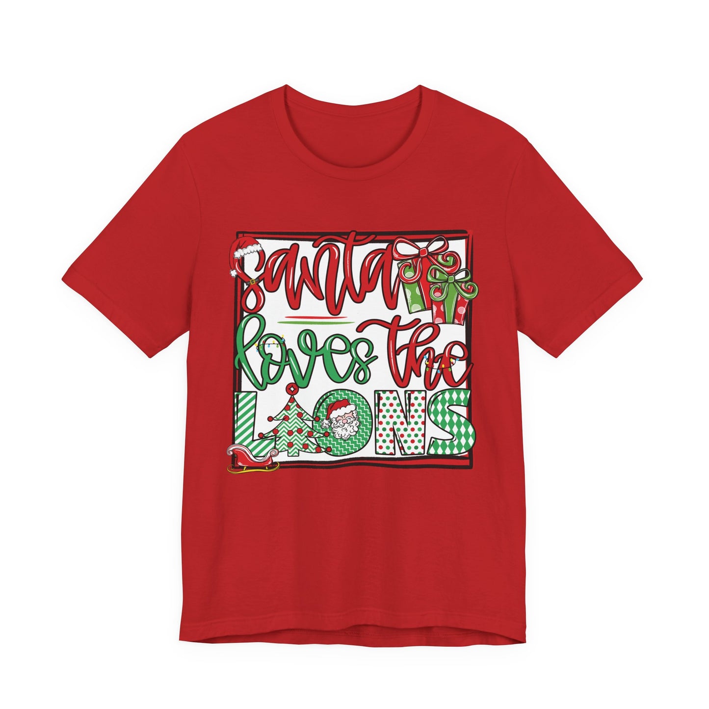 Santa Loves the Lions Tee - Bella Canvas