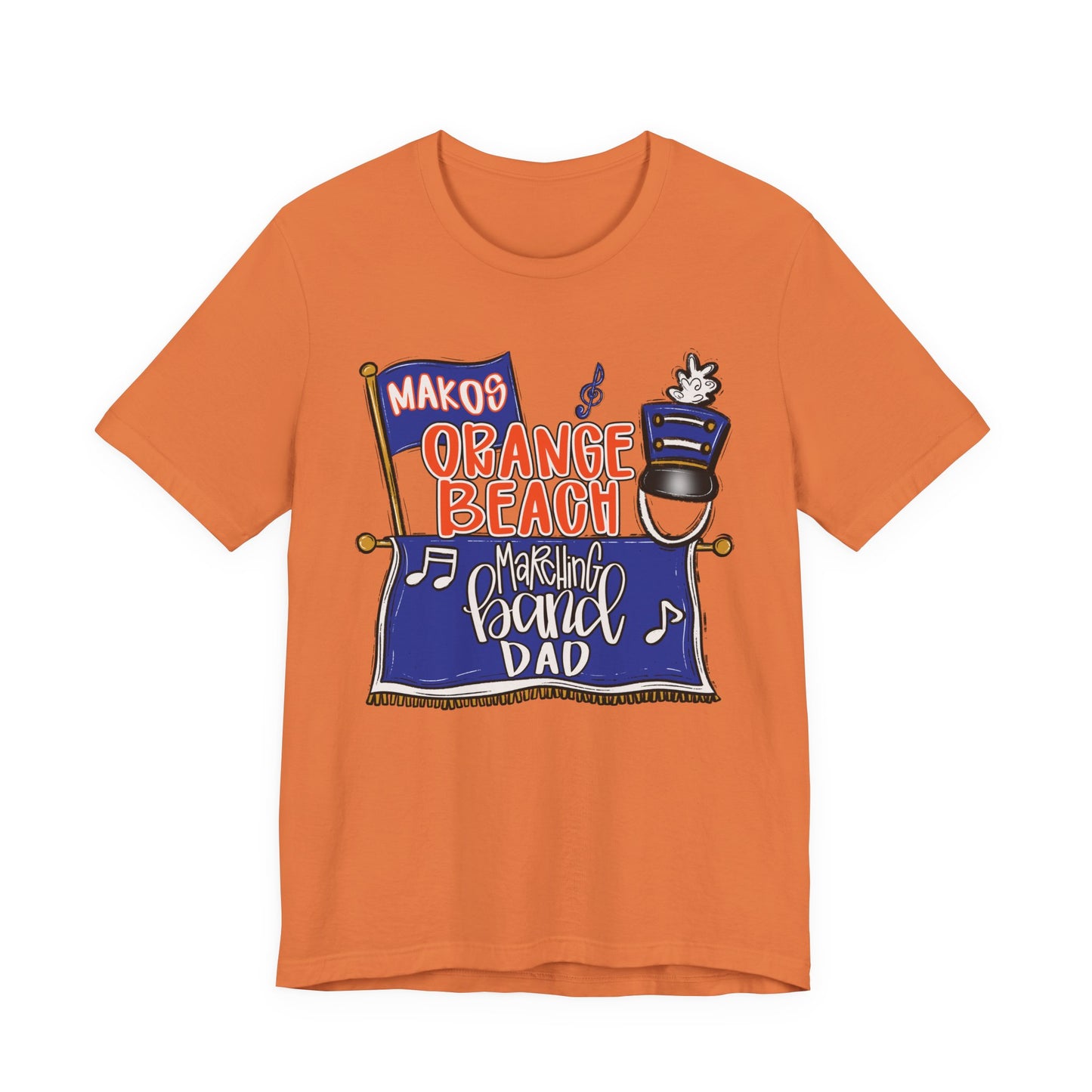 Adult Orange Beach Dad Band Tee - Bella Canvas