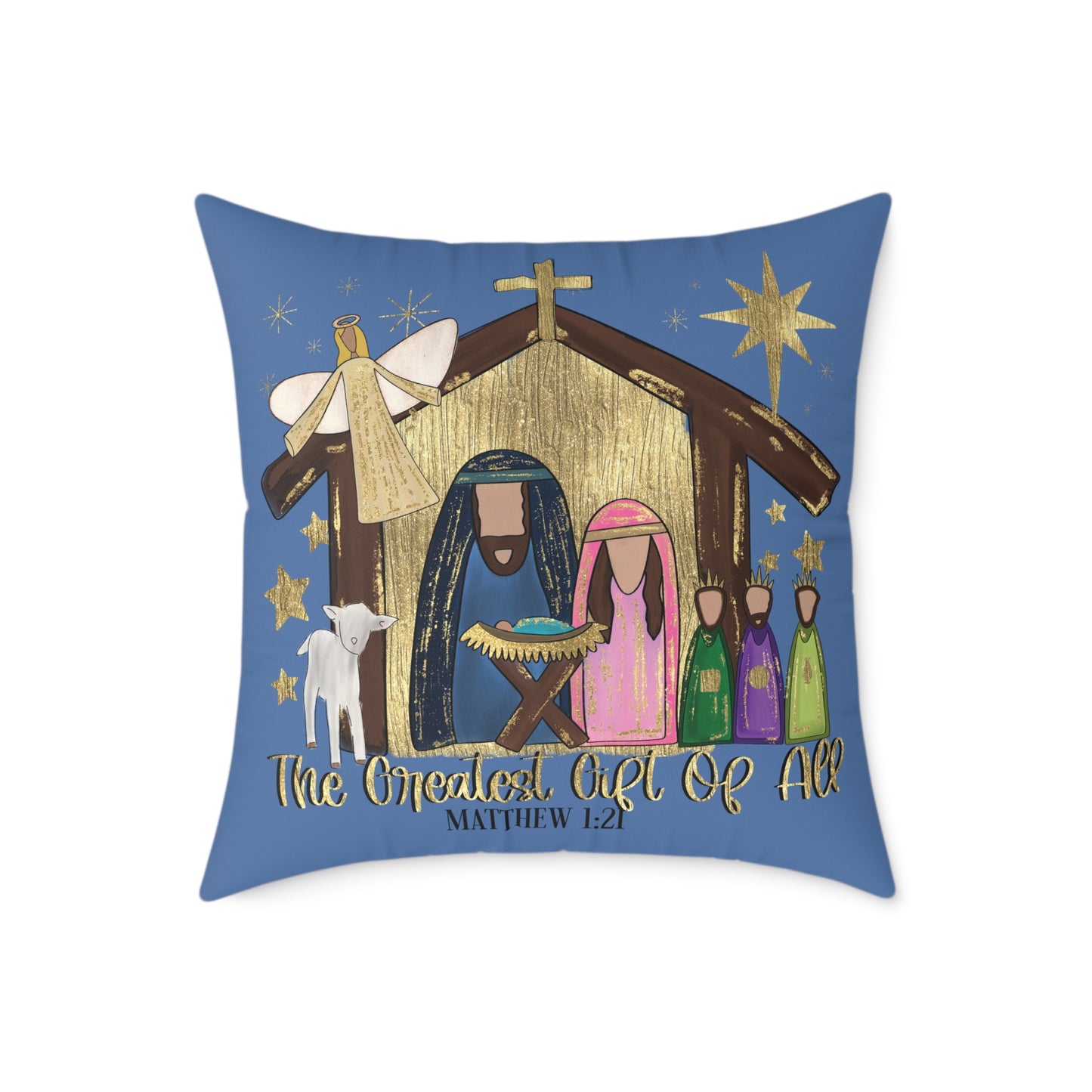 Nativity "The Greatest Gift of All" Decorative Pillow