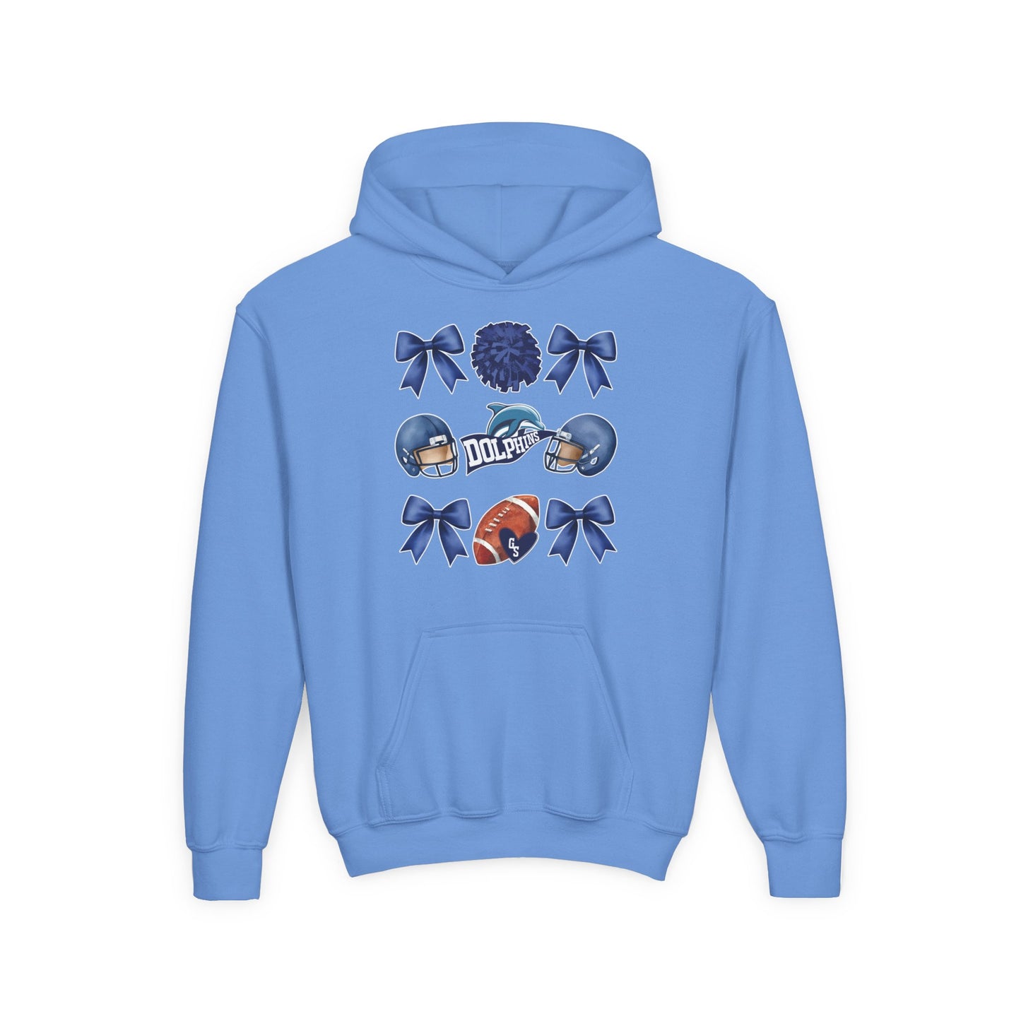 Youth Dolphins Coquette Football Hoodie