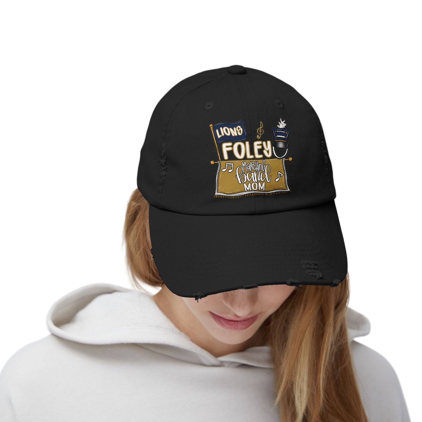 Lions Marching Band Mom Distressed Unisex Cap