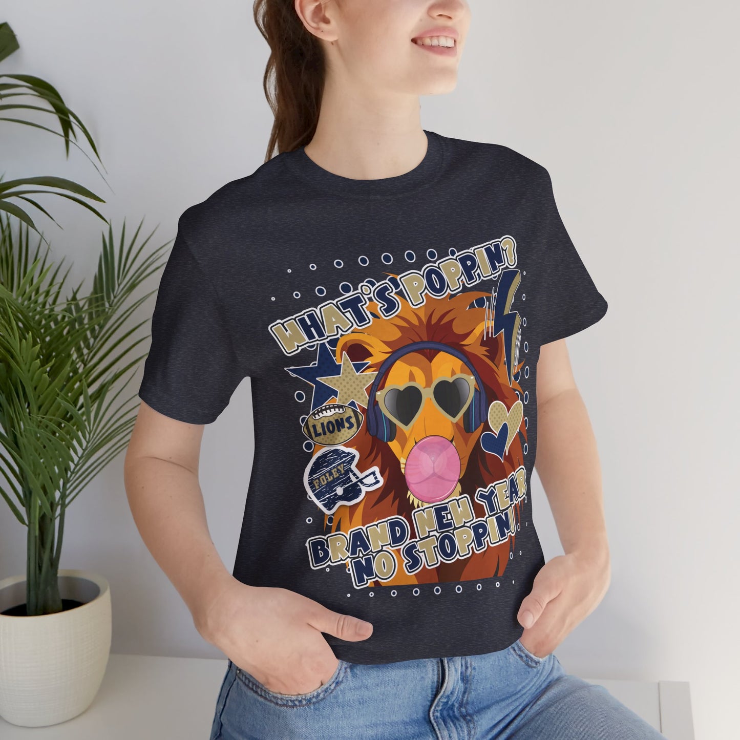 What's Poppin Lion Graphic Tee - Bella Canvas