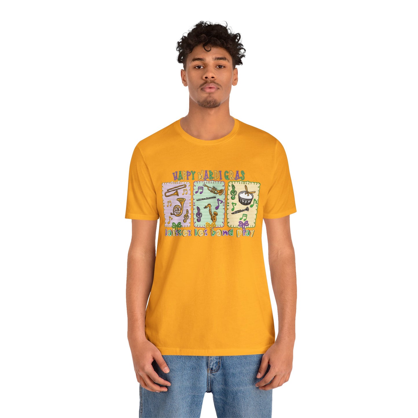 Mardi Gras T-Shirt — "Happy Mardi Gras" Carnival Mask & Beads Celebration Tee
