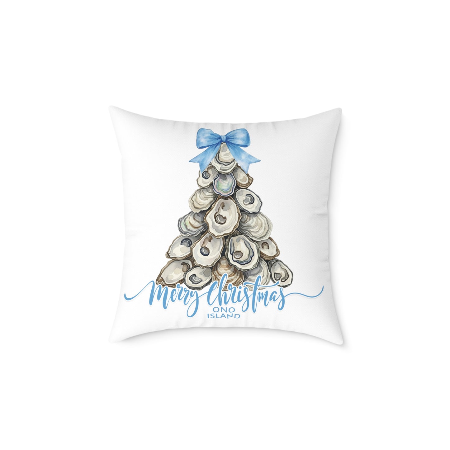 Ono Island Oyster Christmas Tree White Pillow
