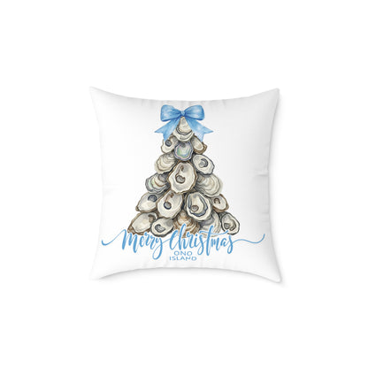Ono Island Oyster Christmas Tree White Pillow