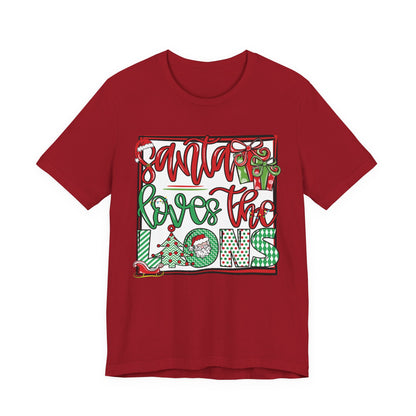 Santa Loves the Lions Tee - Bella Canvas