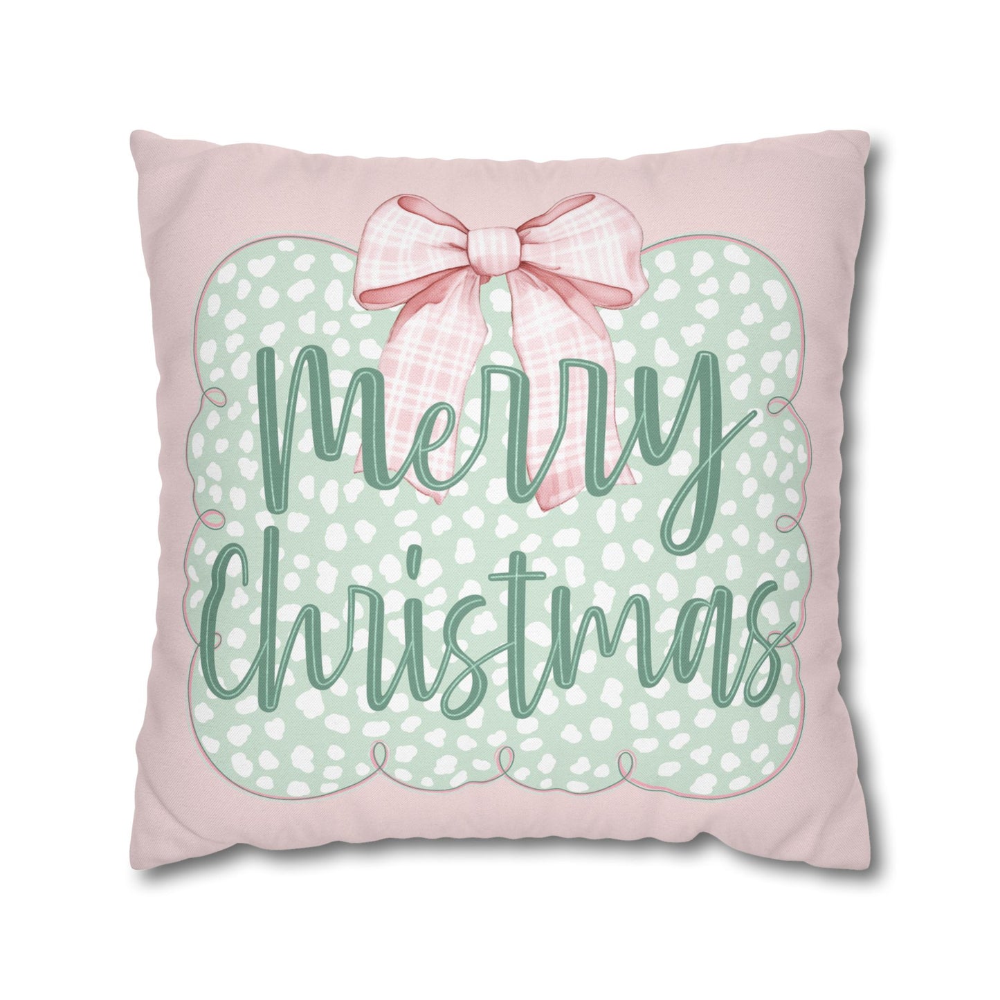 Merry Christmas Pink & Green Pillowcase