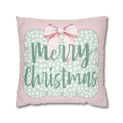 Merry Christmas Pink & Green Pillowcase