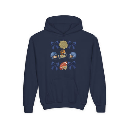 Youth Lions Football Themed Hoodie - Gildan
