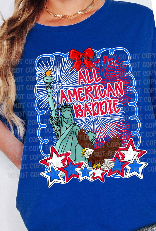 All American Baddie Fourth of July Fireworks Statue of Liberty Design - Red, White & Boom – Coquette Preppy Whimsical 4th of July Digital Design for Kids & Family | Patriotic Summer Fun Download