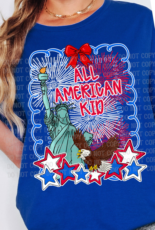 All American Kid Fourth of July Fireworks Statue of Liberty  Design - Red, White & Boom – Coquette Preppy Whimsical 4th of July Digital Design for Kids & Family | Patriotic Summer Fun Download