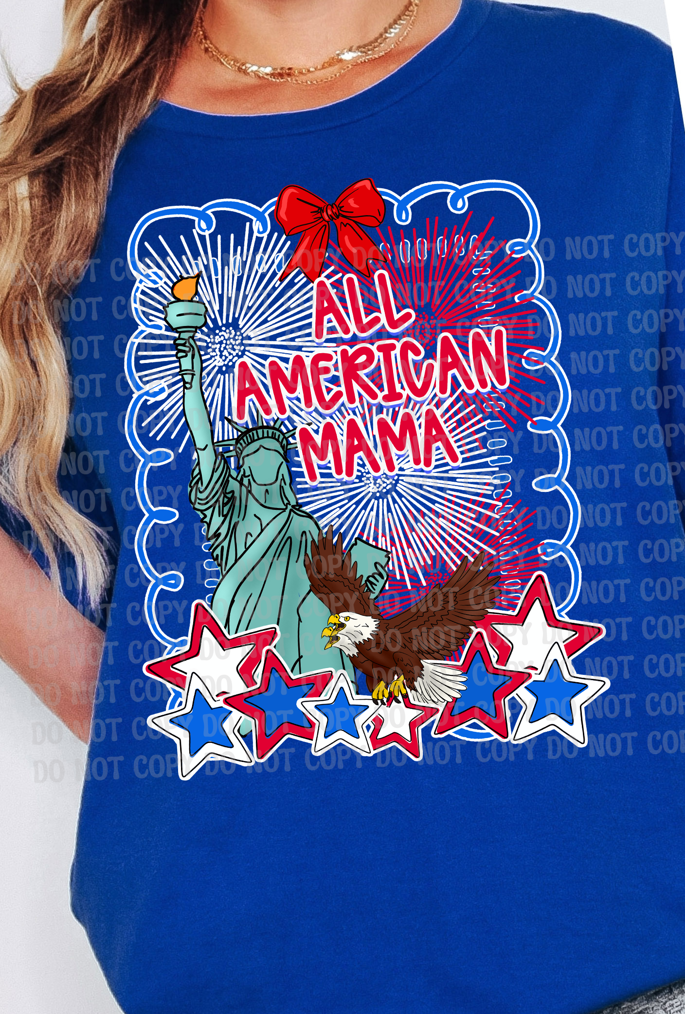 All American Mama Fourth of July Fireworks Statue of Liberty  Design - Red, White & Boom – Coquette Preppy Whimsical 4th of July Digital Design for Kids & Family | Patriotic Summer Fun Download
