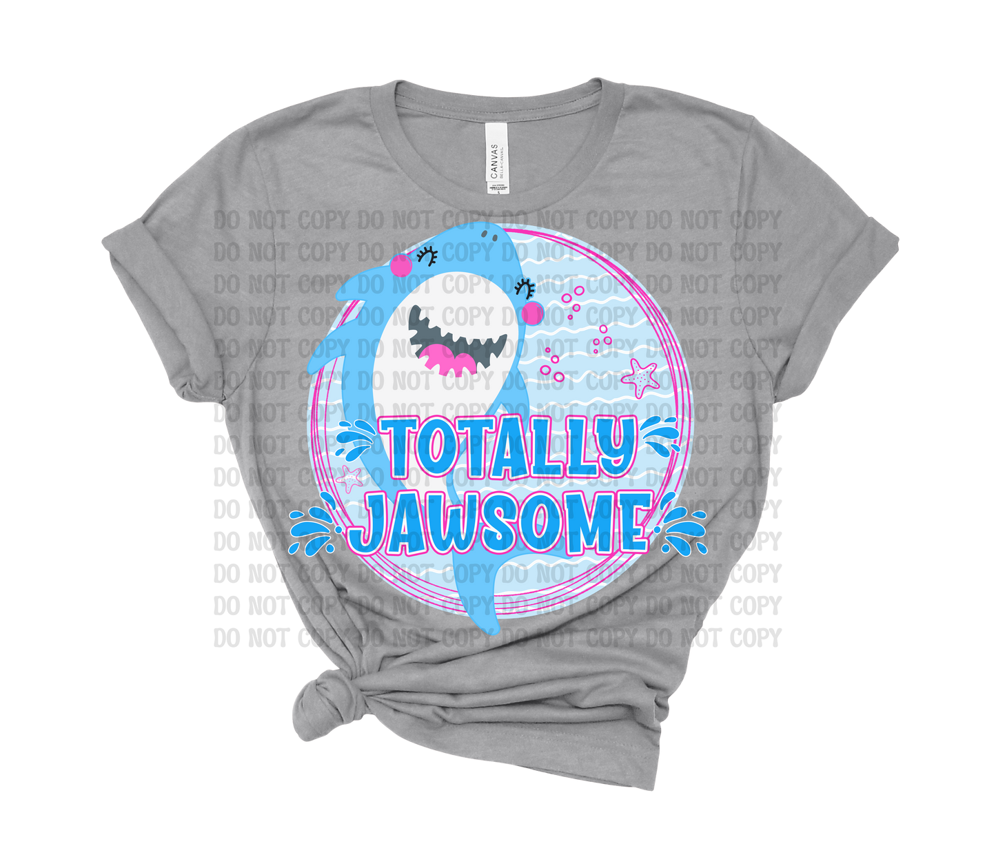 Totally Jawsome Pink Blue Shark Digital Design | Summer Beach Shirt PNG | Boy, Girl & Unisex Shark Designs | Coastal Graphic Tee Download