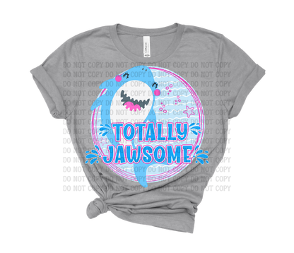 Totally Jawsome Pink Blue Shark Digital Design | Summer Beach Shirt PNG | Boy, Girl & Unisex Shark Designs | Coastal Graphic Tee Download