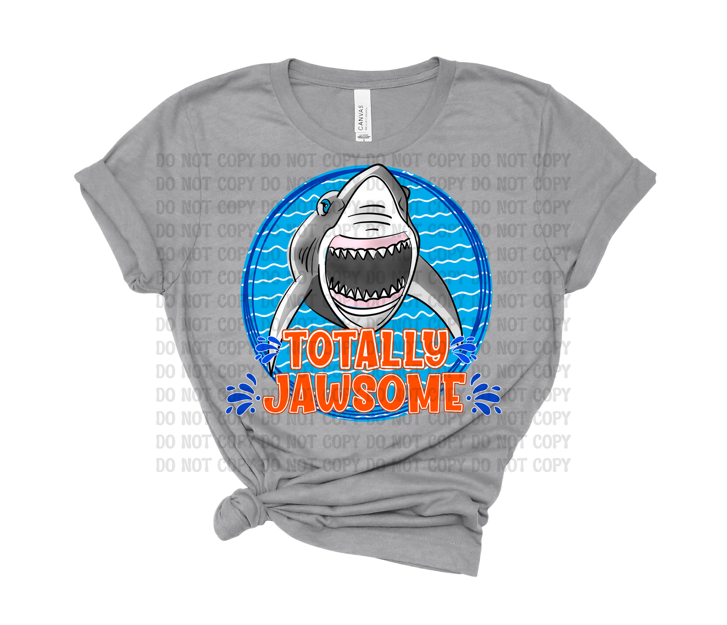 Totally Jawsome Orange Blue Shark Digital Design | Summer Beach Shirt PNG | Boy, Girl & Unisex Shark Designs | Coastal Graphic Tee Download