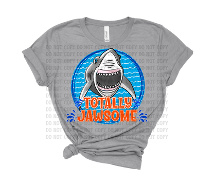 Totally Jawsome Orange Blue Shark Digital Design | Summer Beach Shirt PNG | Boy, Girl & Unisex Shark Designs | Coastal Graphic Tee Download