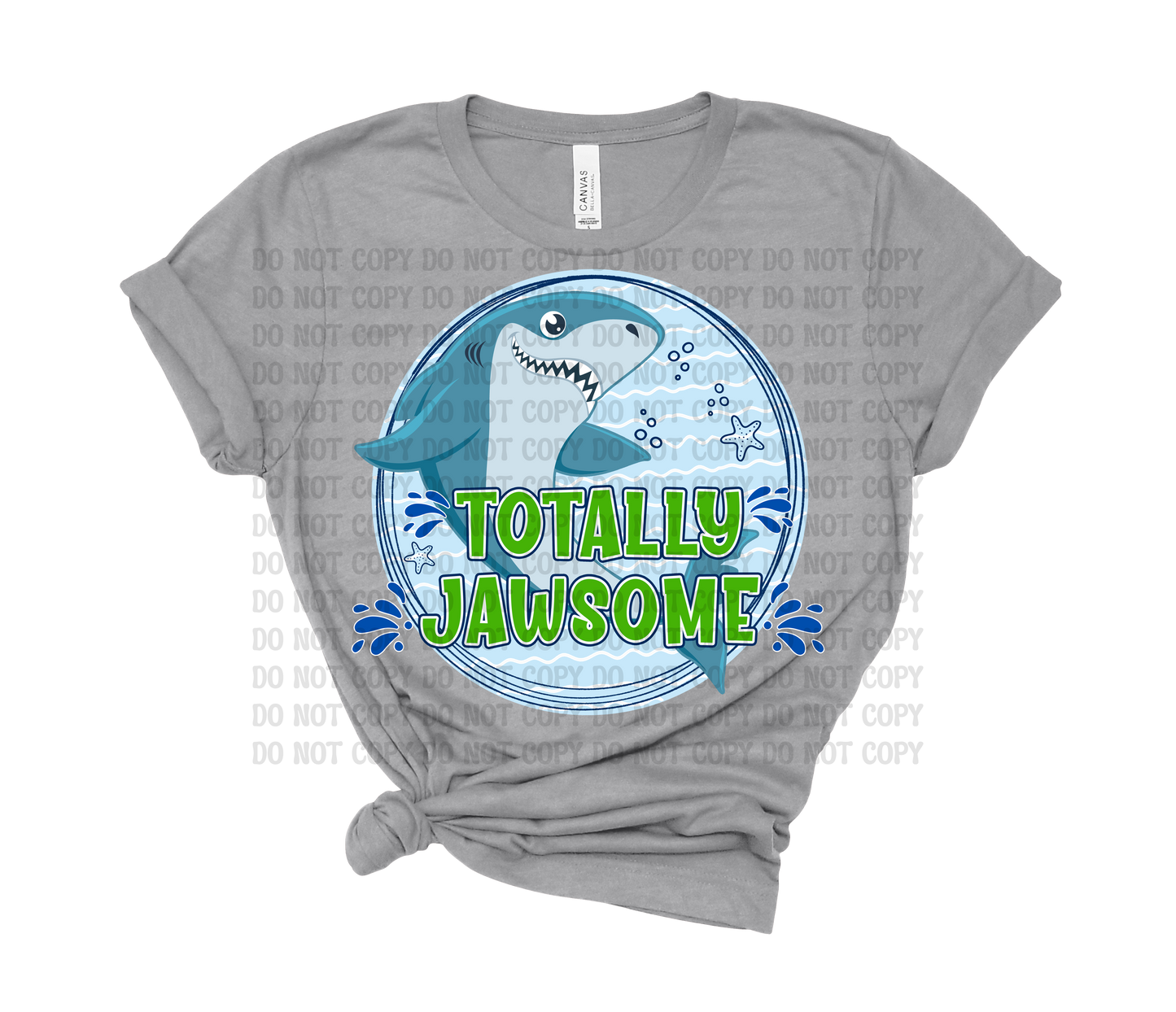 Totally Jawsome Green Blue Shark Digital Design | Summer Beach Shirt PNG | Boy, Girl & Unisex Shark Designs | Coastal Graphic Tee Download (Copy)